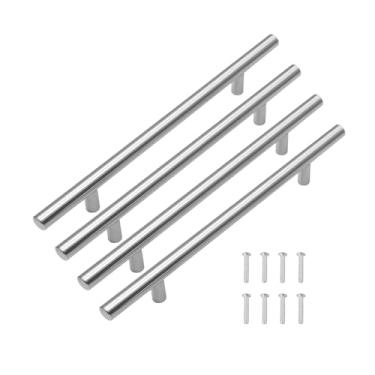 Imagem de SKYPRO Pacote com 4 puxadores de armário de aço inoxidável de 64 mm para gaveta central para armários de cozinha e banheiro, puxador geral de gaveta de 100 mm