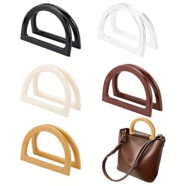 Imagem de 10 peças de alças de bolsa de madeira em forma de D, alças de substituição para bolsas feitas à mão, artesanato faça você mesmo, cinco cores