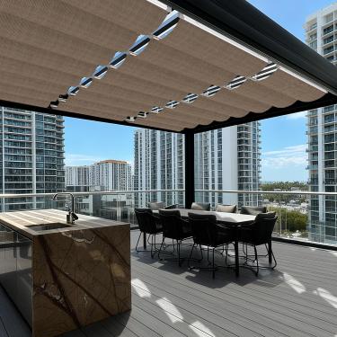 Imagem de INFRANGE Toldo retrátil de 8,5 x 30,5 cm, toldo de cobertura de toldo de pérgula para pátio, varanda, jardim, quintal, marrom,