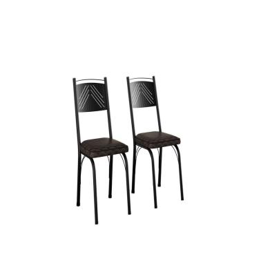 Imagem de Kit Com Duas Cadeiras De Cozinha 92cm Preto- Tecelão Cacau