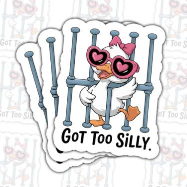 Imagem de Adesivo de vidro rosa Got Too Silly (3 peças) - Decalque de vinil engraçado à prova d'água para laptop, garrafa de água, copo, carro - presente para amantes de humor, entusiastas de vidro - 7,6 cm