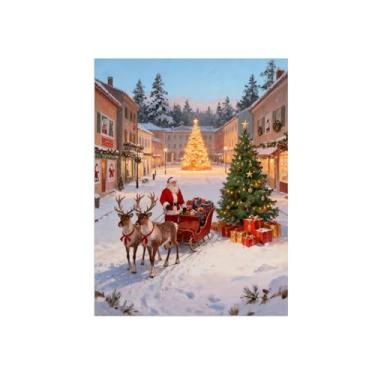 Imagem de Natal Pintura arte parede em tela-Cervos arborícolas City Street-Imagem decoração moderna-Impressões Sala de Estar 60x80cm Sem Moldura