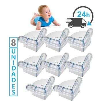 Imagem de Kit 08 Protetor Canto Alto P/Bebê Quina Mesa Cantoneira - Maxximo