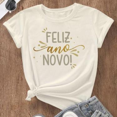 Imagem de Camiseta Feliz Ano Novo Tshirt 2025 Blusa Feminina Básica Reveillon Es