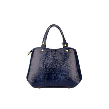 Imagem de Bolsa baú pequena de couro croco Megan