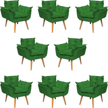 Imagem de Kit 8 Poltronas Decorativa Alice Pé Trapézio 30cm Castanho - Suede