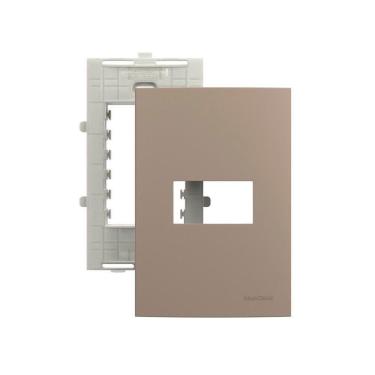 Imagem de Placa Com Suporte Margirius Sleek Colors 4x2 Para 1 Módulo Horizontal Argila