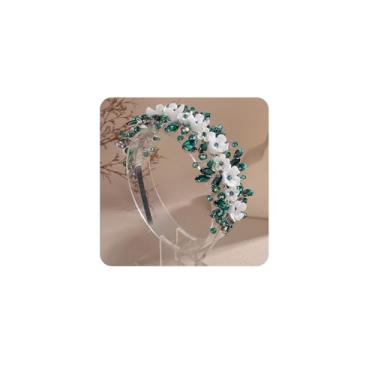 Imagem de Rumtock Contas de cristal de flor branca, coroa de casamento, tiara de noiva feita à mão com pétalas de strass para ocasiões especiais, joias para banquetes, One Size, Aolly, Sem Pedra Preciosa