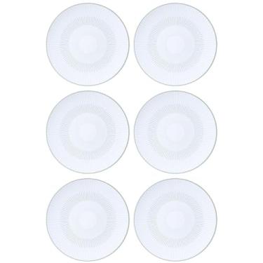 Imagem de Conjunto 6 Pratos Rasos de Jantar em Porcelana Decorada 25cm Tramontina Lineare Cozinha Mesa Posta