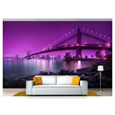 Imagem de Papel De Parede Cidade Ponte Céu Roxo 3D Ncd141 - Você Decora