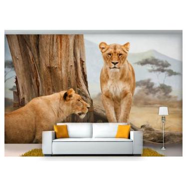 Imagem de Papel De Parede Animais Leões Savanna 3D Anm114 - Você Decora