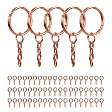 Imagem de Argola Com Corrente 23mm Resistente Artesanato Com Pitão Criação De Chaveiro (100, Rosê Gold, 23mm)