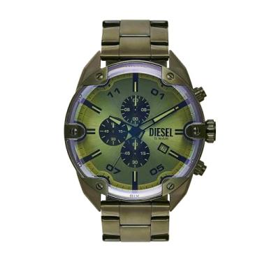 Imagem de Diesel Relógio masculino de aço inoxidável verde cronógrafo cravado (modelo: DZ4670), Verde