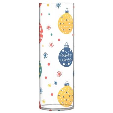 Imagem de GUIJI Vaso de flores de plástico com bolas de Natal, vaso decorativo cilíndrico para decoração de casa, casamento, mesa de centro de mesa
