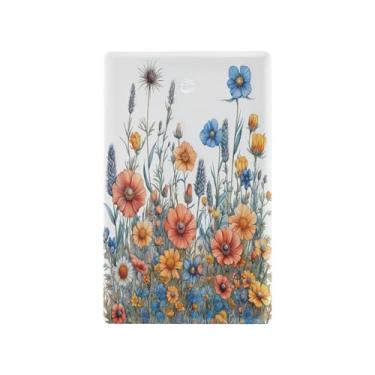 Imagem de Blueangle Placa de parede decorativa em branco, tamanho padrão, flores silvestres coloridas 1 gangue para quarto de escritório em casa, 4,53 x 2,76 polegadas (102)