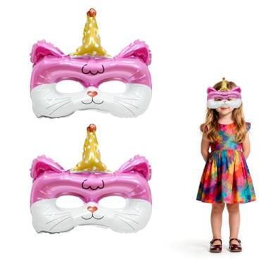 Imagem de 2 balões de máscara de gato rosa