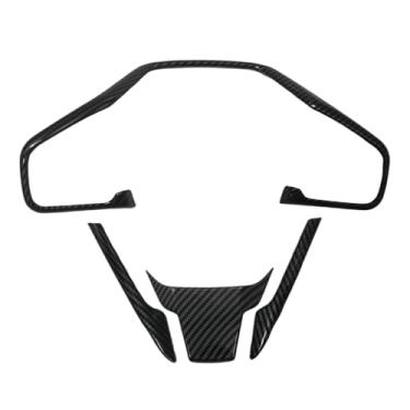 Imagem de YRMST Adesivo de decoração de acabamento de volante compatível com acessórios Honda Civic 10ª geração 2016 2017 2018 2019 2020 2021 ABS estilo fibra de carbono (4 peças)