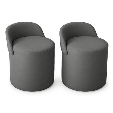 Imagem de Kit 2 Puff Orgânico Encosto Suede Redondo Quarto Sala Estar Cinza Escuro
