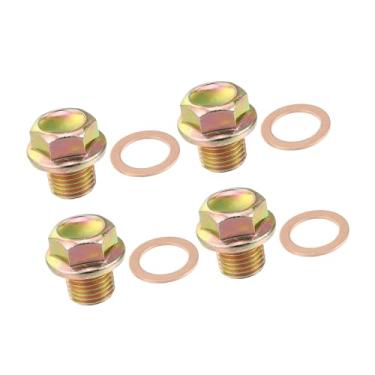 Imagem de VekAuto 4 peças M14x1,5 parafuso de bujão de drenagem de óleo de motor de aço com anel de vedação para Honda Civic CR-V Odyssey para Mazda para Acura para Mitsubishi Outlander bronze tom auto