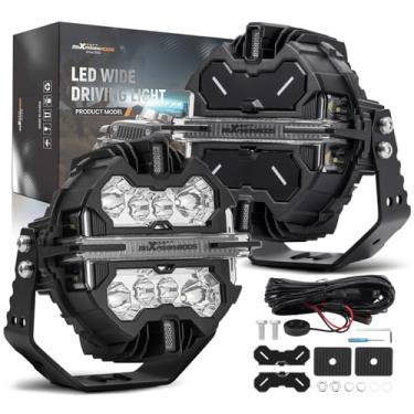 Imagem de maXpeedingrods 2 Pack 7" 252W LED Off Road Lights with Amber/White DRL, LED Light Bar 270°Side Shooter Fog Lights for Trucks SUV Pickup ATV Motorcycles, with 4 Black Light Covers, Round