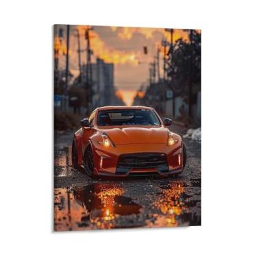 Imagem de HouLaiZhe 350z Jdm carro avião pôsteres pôr do sol lona parede estética decoração de sala de parede impressões galeria sala decoração de parede para quarto sala de estar escritório 16 x 20 polegadas