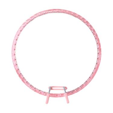 Imagem de predolo Bastidor de bordado redondo para ponto cruz, com mola de tensão, ideal para quilting e costura, Rosa