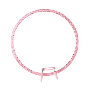 Imagem de Esquirla Bastidor circular leve de 6,30 polegadas para bordado em ponto cruz, com mola de tensão, ideal para decoração de parede, trabalhos manuais e, Rosa