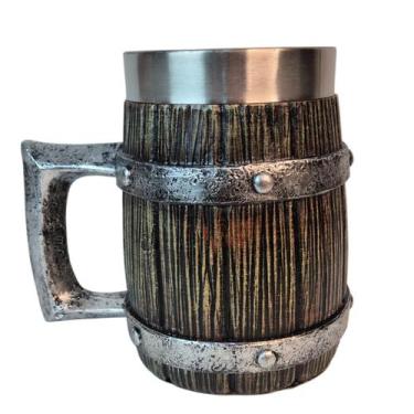 Imagem de Caneca Rústica Taverna Chopp E Café Em Resina E Aço Inox - GS