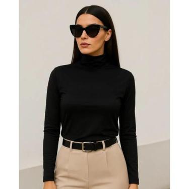 Imagem de Blusa Térmica Feminina Gola Alta Flanelada Zanca Modas, GG, Preto