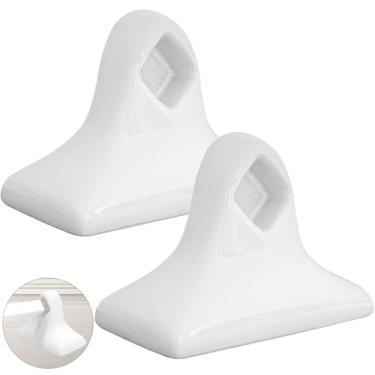 Imagem de 2 peças de suporte de barra de toalha de cerâmica - Porcelana branca/bege, acessórios de banheiro retrô modernos de meados do século (suporte de toalha de cerâmica branca - 2 peças)