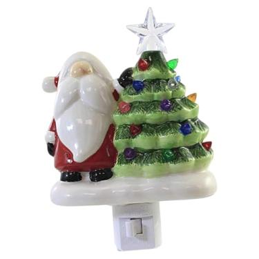 Imagem de IEUDNS Luminária de Natal em formato de árvore, giratória e criativa, para tomada, ideal para decorar corredores e banheiros, Papai Noel