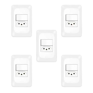 Imagem de Kit 5 Conjuntos Interruptor Simples + Tomada 20A Pial Pop - Pial Legra