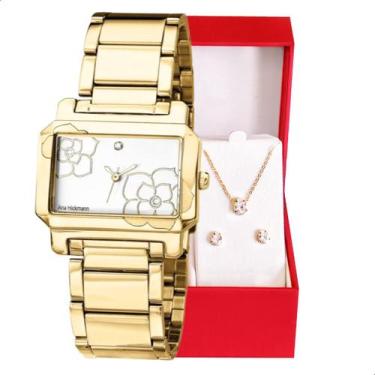 Imagem de Relógio Champion Ana Hickmann Analógico Aço Dourado AH28026H Kit Colar