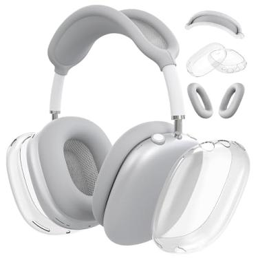 Imagem de MOLOPPO Capa para fones de ouvido AirPods Max, almofada de silicone/capa de faixa de cabeça / protetores de ouvido de TPU macio transparente, [3 em 1] acessórios protetor para Apple para AirPod Max