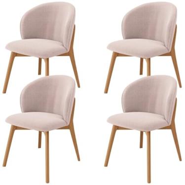 Imagem de Kit 04 Cadeiras de Jantar e Estar Living Estofada Mia L02 Bouclê Rosê - Lyam Decor