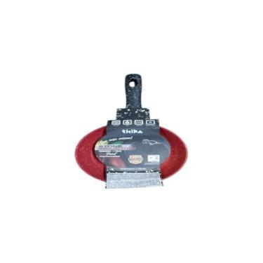 Imagem de Frigideira Multifuncional em Alumínio Antiaderente, Vermelha, 26cm, Revestimento Stone, Compatível com Fogão a Gás, Elétrico, Vitrocerâmico e Indução, Cabo Baquelite