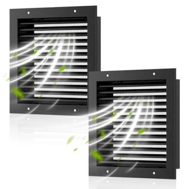 Imagem de 2 peças de ventilação de empena de 30,5 x 30,5 cm, saída de sótão de liga de alumínio Hon&Guan para aberturas de portas de casas para portas externas [abertura de ventilação: 26,7 cm x 26,6 cm], preto