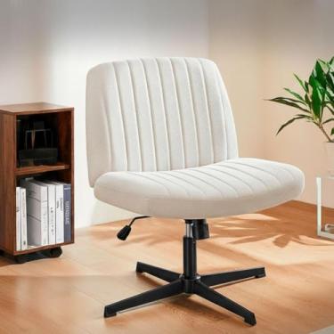 Imagem de Cadeira Escritório DT3 Dolly, Criss Cross Cosy Chair, Original, Assento Extra Grande e Largo, Leisure, Penteadeira, Escrivaninha. (Tecido, Beige)