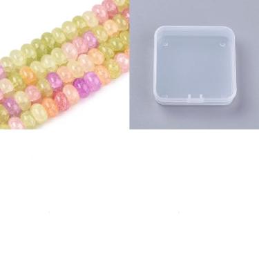 Imagem de Cerca de 155 ~ 159 peças/fio Rondelle contas de vidro imitação de pedras preciosas espaçadoras soltas para fazer joias, pulseira, colar, brinco, artesanato, 8 x 5 mm, verde claro