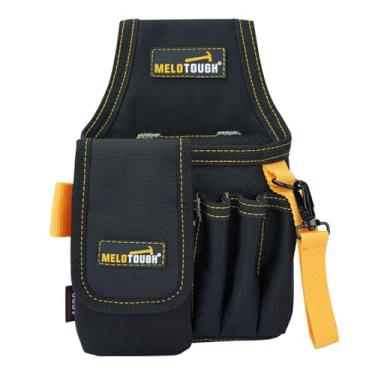 Imagem de MELOTOUGH Pequena bolsa de ferramentas com clipe de cinto, bolsa de cinto de ferramentas de bolso, bolsa de ferramentas com clipe para eletricista, organizador de ferramentas com vários bolsos para