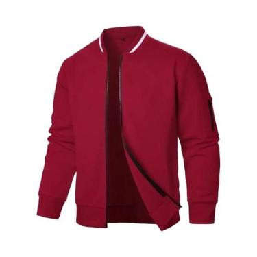 Imagem de Jaqueta Bomber Casual Leve Masculina Com Ajuste Solto E Zíper, Gola Al