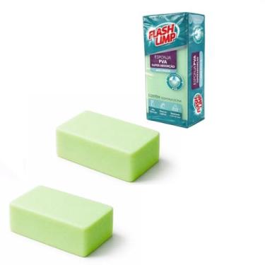 Imagem de Esponja PVA Super Absorção Não Risca Flash Limp Limpeza Doméstica Automotiva Kit com 2