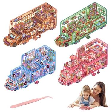 Imagem de SZXYCZL Cute Miniature Scene 4 Sets DIY 3D Sticker Scene Stick Book Multiple Scenarios, Make You Own Mini House Sticker Therapy for Teen Adult Relief Pass The Time-Motorhome