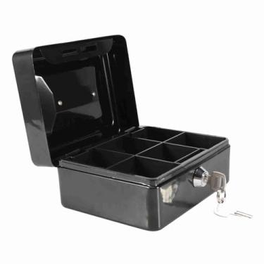 Imagem de Ainoli 1pc mini portátil ferro mesquinho com fechadura dinheiro moeda cofre caixa de segurança doméstico novo (S Preto)