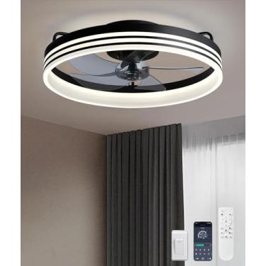 Imagem de Fivesun 【Atualizado】 Ventiladores De Teto Baixo Perfil Com Luzes E Controle Remoto, Ultra Silenciosos, 25 Db, Ventilador Montagem Embutida Moderno 21" Led