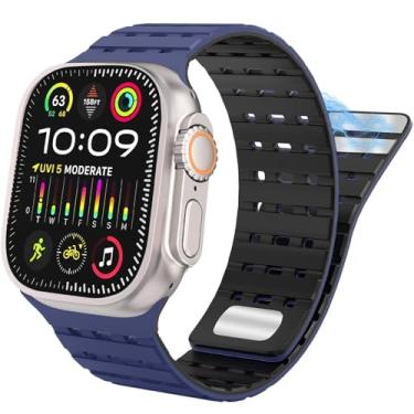 Imagem de ORKDFJ Pulseira de silicone magnética esportiva para Apple Watch SE SE2 e séries 9/8/7/6/5/4 Ultra 2/Ultra de 49 mm, 45 mm, 44 mm e 42 mm, 49/45/44/42mm, Ágata