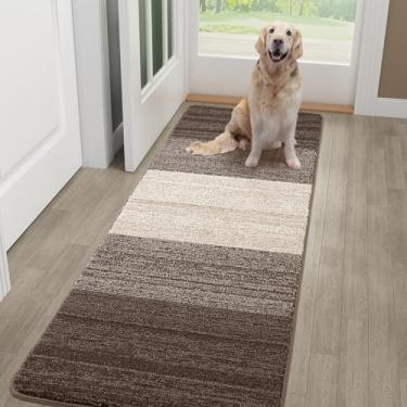 Imagem de Kitinjoy Tapete de porta para ambientes internos e externos, 139 x 50 cm, antiderrapante, absorvente de sujeira, baixo perfil, lavável na entrada interna, capachos de entrada macios e resistentes para