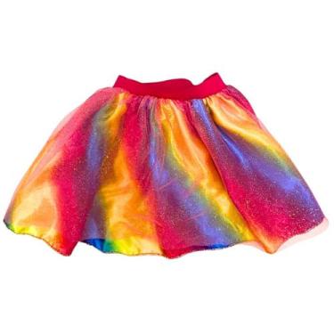 Imagem de Saia Tutu De Arco-Íris Colorida Tamanho Único Menina Feita Em Poliéste