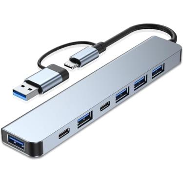Imagem de VIENON Hub USB C e USB 7 em 1 de alumínio com USB 3.0, portas USB-C para PC/notebooks/MacBook Pro/Air/iMac/iPad e mais dispositivos