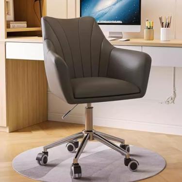 Imagem de AkosOL Poltrona giratória para escritório com rodas, cadeira de mesa Modn, rotação de 360°, altura ajustável, cadeira gonômica para casa, base de metal acolchoada confortável, cinza escuro/B